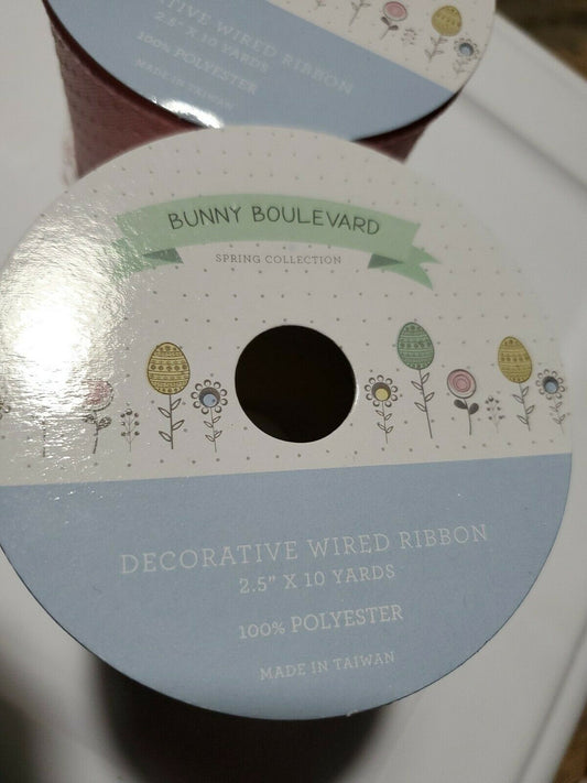 Bunny Boulevard Spring Collection Wire Ribbon Pink lot of 5  2.5" X 10yards