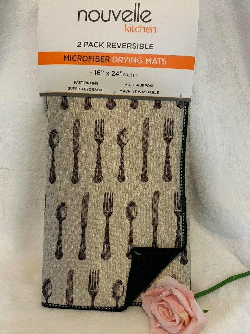 Nouvelle Kitchen Utensils Dish Drying Mat 2 pcs Reversible Microfiber VARIATIONS