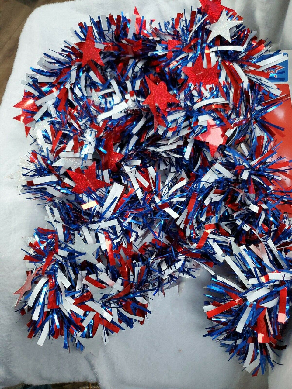 Red Blue White Stars Striped Patriots Garland 6 Feet