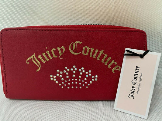 Juicy Couture Wallet Blings Gold Silver Shining Crown Scarlet Red