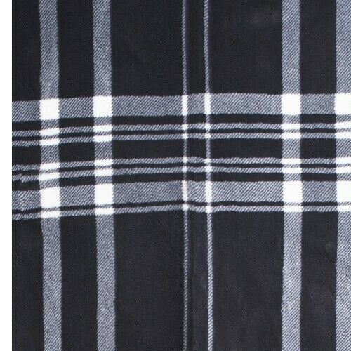 Marlo Lorenz Blanket Plaid THRO Edna Printed Plush Throw White Grey Black 50x70