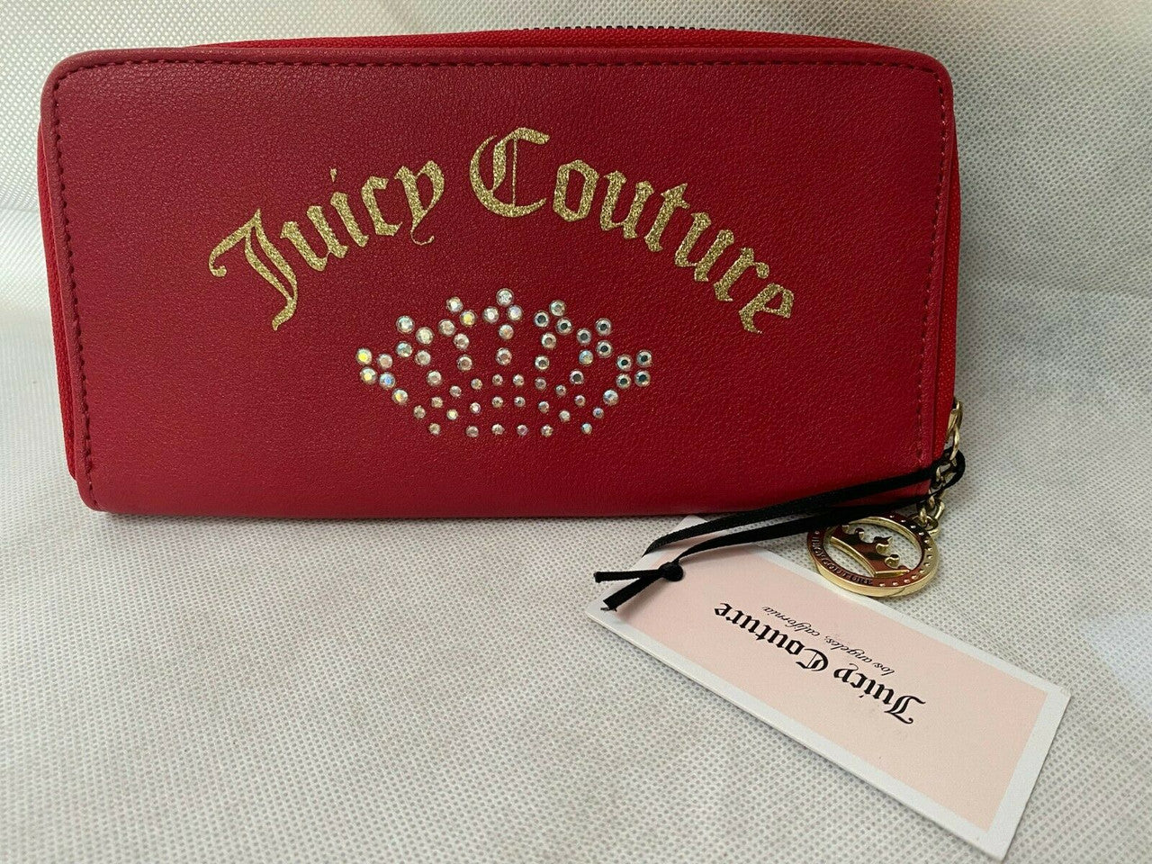 Juicy Couture Wallet Blings Gold Silver Shining Crown Scarlet Red