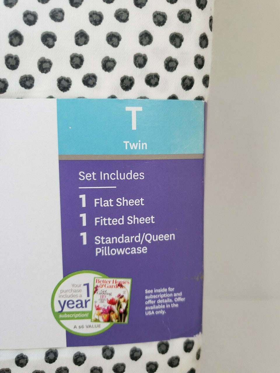 Better Homes and Gardens Twin Sheet Set 300 Thread Count 100% Cotton Polka Dots!