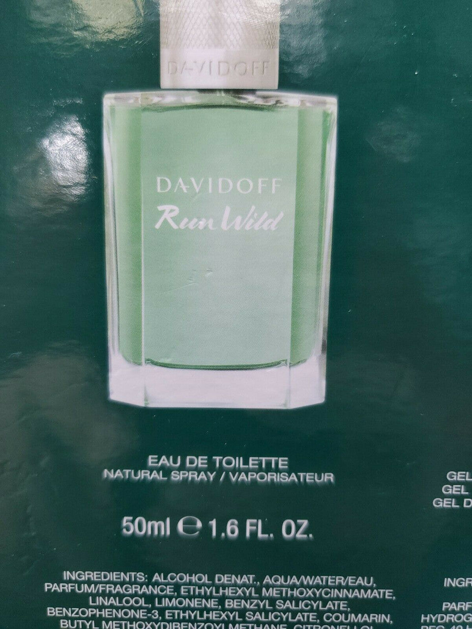 Davidoff Run Wild men’s 2-piece gift set with EDT and shower gel – green packaging with cracked outer sleeve