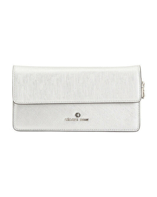CELINE DION Leather Saffiano Metallic Clutch OPERA Crossbody Wallet