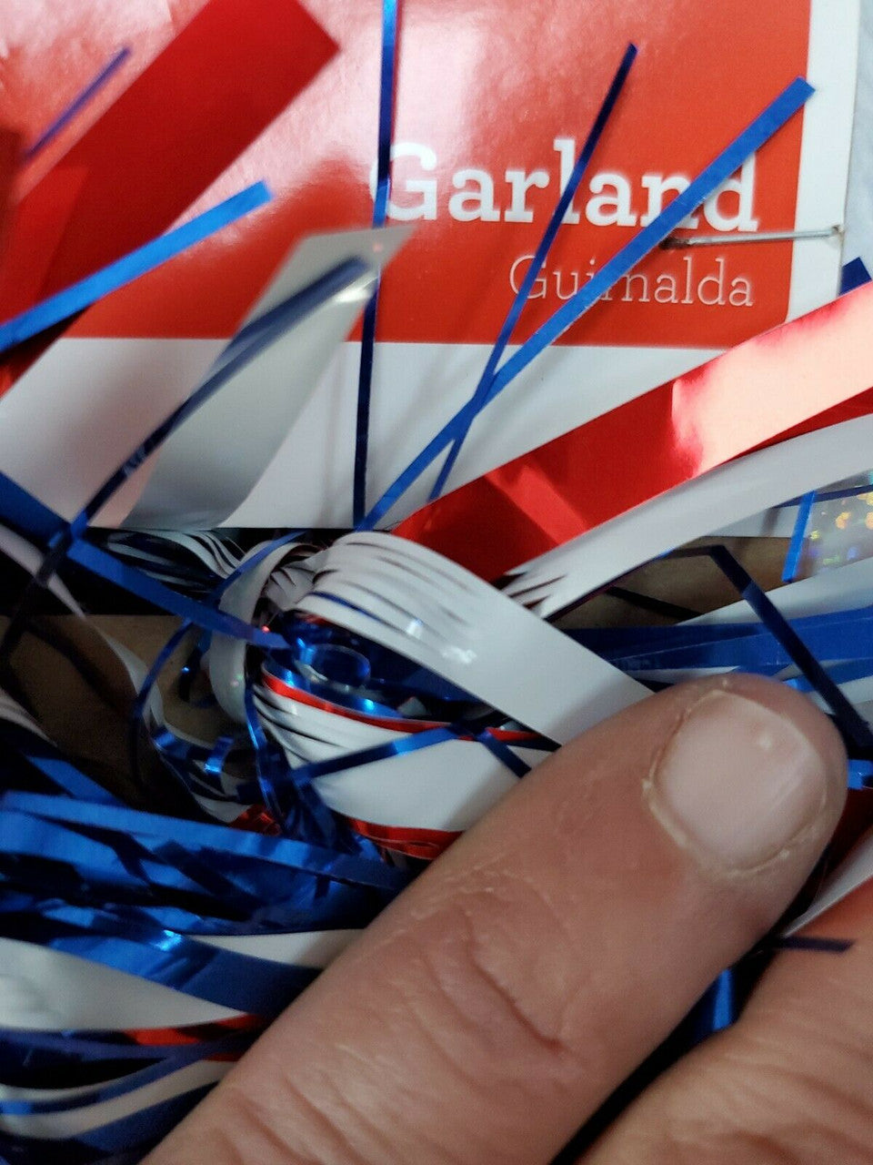 Red Blue White Stars Striped Patriots Garland 6 Feet