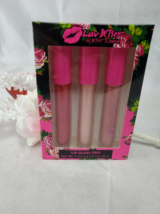 Luv Betsey Lip Gloss Popping Shiny Trio 3 Set Colors in XOX Babe Flirt