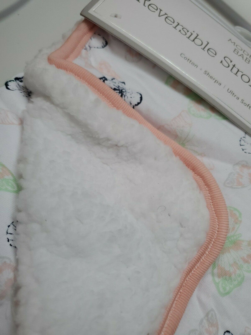 Modern Baby Stroller Blanket  Baby Girl Plush Warm Butterflies Sherpa Reversible