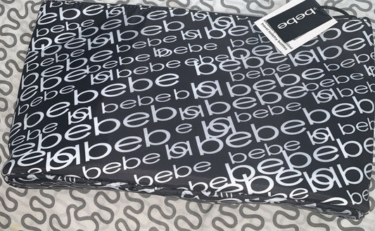 Bebe Cosmetic Travel Bag with 2 travel toiletry bottles Black And White