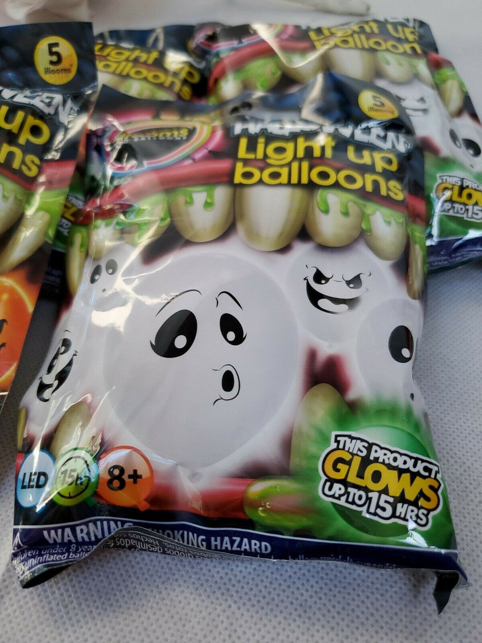 Illooms Led Balloons Light Up Balloons Halloween Ghost Lot of 5 packages