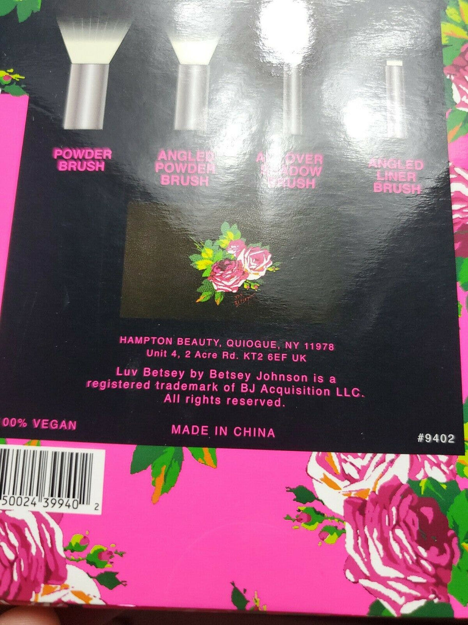 Luv Betsey By Betsey Johnson  Brush Kit With Cosmetic Bag 100%  Vegan