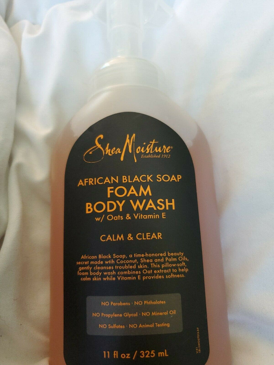 Shea Moisture African Black Soap Foam Body Wash Calm & Clear 11 fl oz