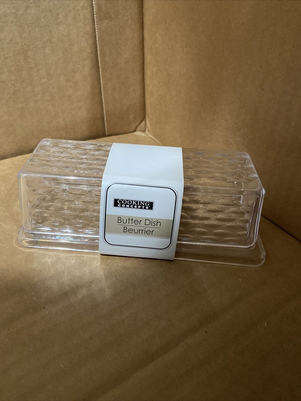 Clear Textured BUTTER DISH For SERVING TRAY COVERED DISH
