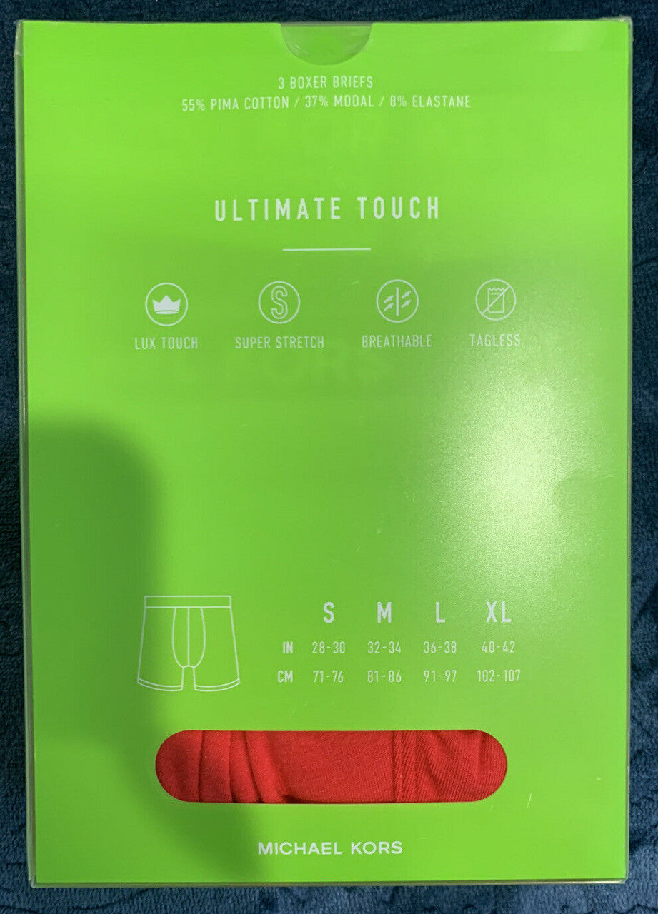 Green packaging for underwear with size information and red underwear visible.