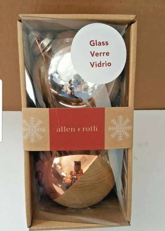 Allen & Roth 2 Pack Silver Gold Copper Ball Ornament Wood Grain