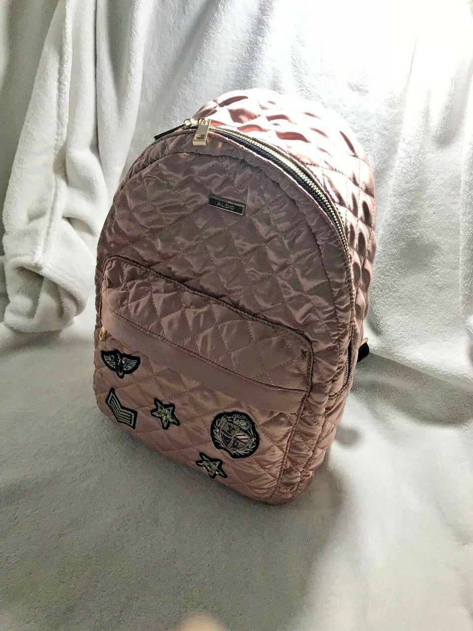 Aldo Edriana Backpack Quilted Pink Crushed Velvet Women Girl New Without Tags