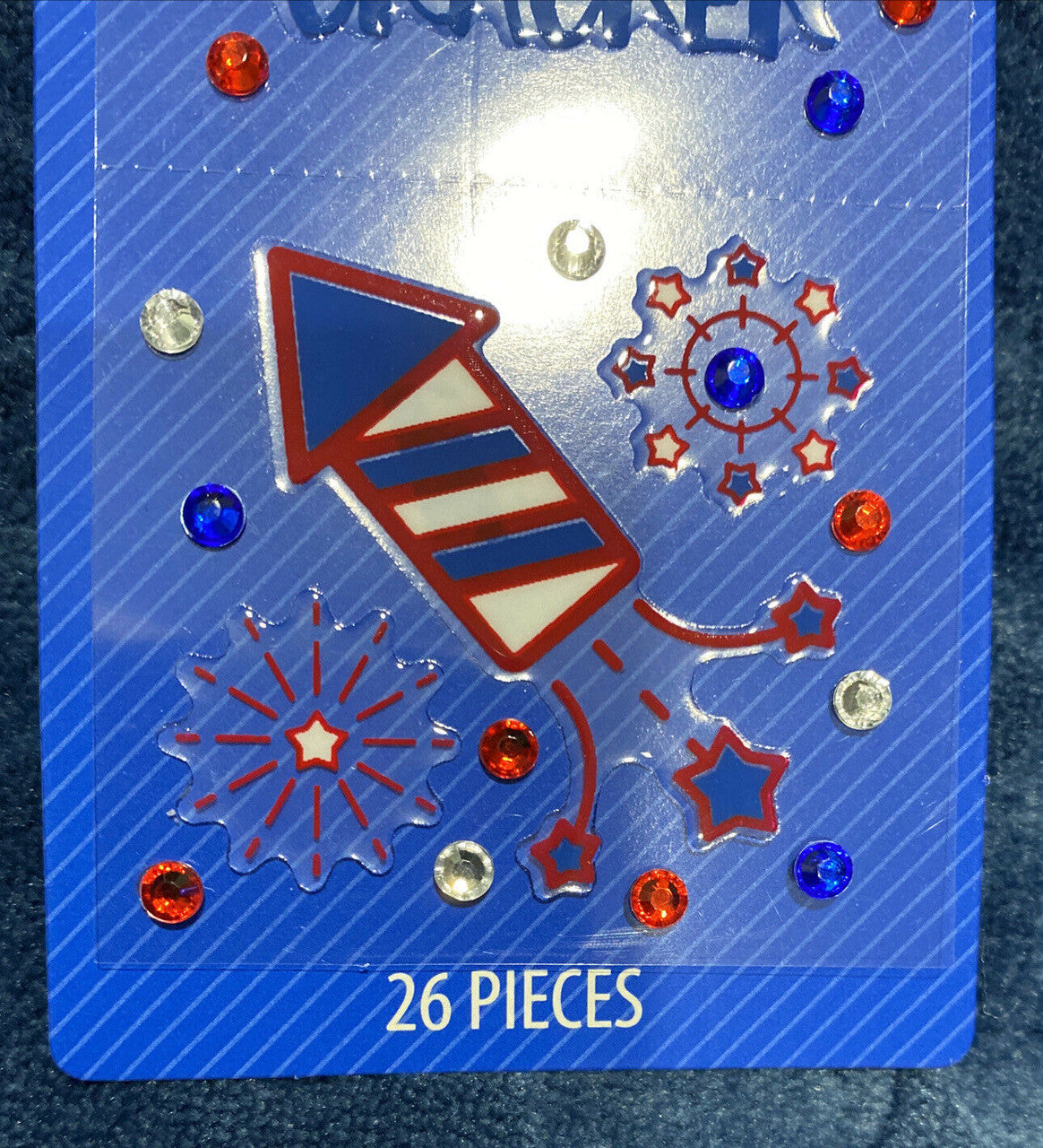 Bling Body Stickers Patriotic Red, White & Blue 26 pieces Fire Cracker