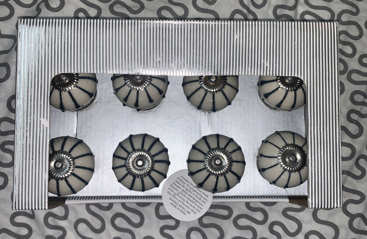 Casa Decor Set of 8 Ceramic Drawer Pulls Handmade in India *741