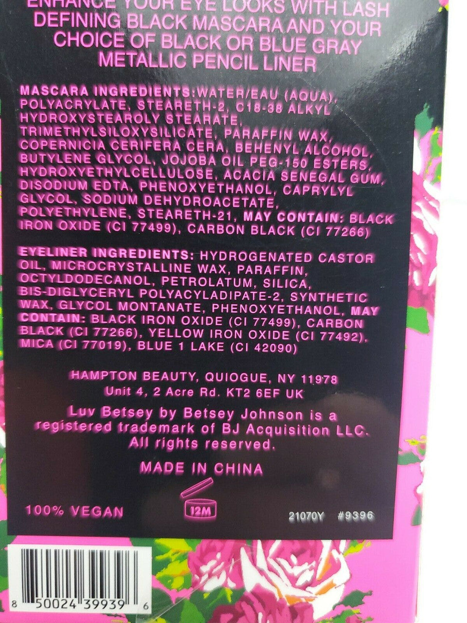 Luv Betsey by Betsey Johnson Black Mascara & Eyeliner Duo Kit 100% Vegan