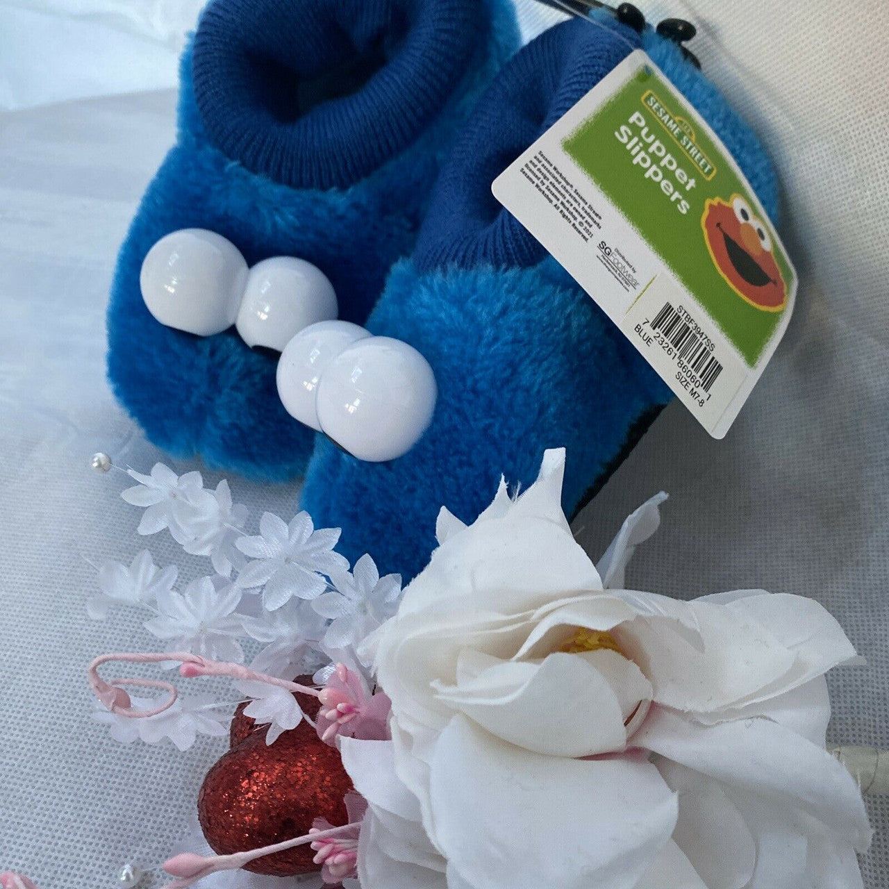 Cookie Monster Toddler Uni-Sex Puppet Slippers Size M (7-8)