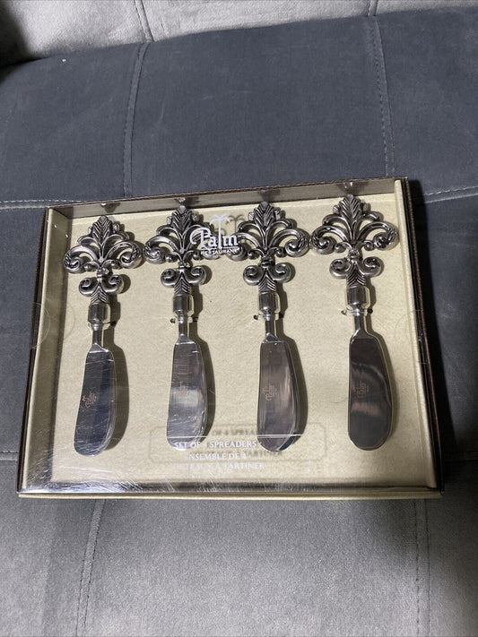 Palm Restaurant Set of 4 Cheese/Butter Spreaders stainless steel