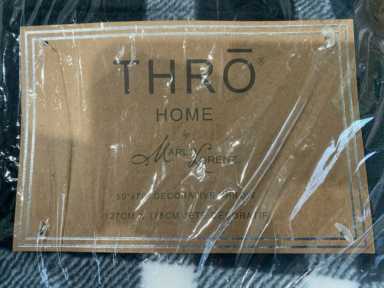 Marlo Lorenz Blanket Plaid THRO Edna Printed Plush Throw White Grey Black 50x70