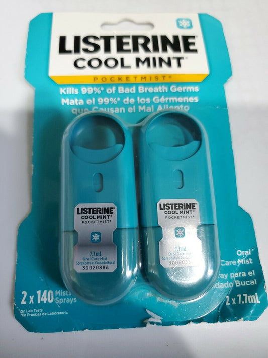Listerine PocketMist Oral Care Cool Mint 2×7.7 ml (Pack of 2)