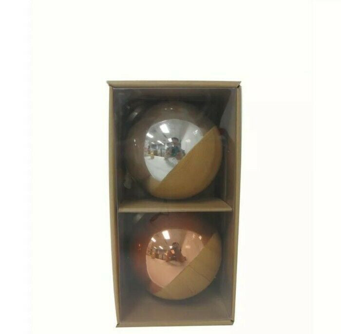 Allen & Roth 2 Pack Silver Gold Copper Ball Ornament Wood Grain