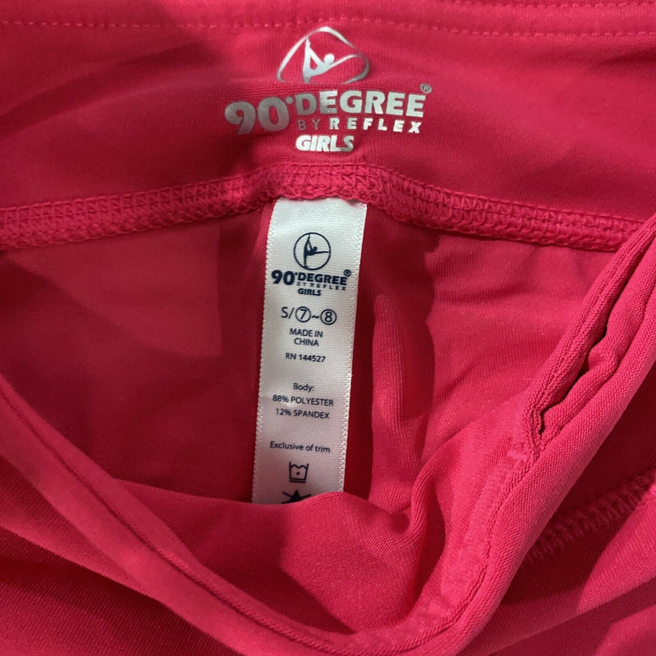 90 Degree Prove Them Wrong Girls S (7/8) Rubine Red Fishnet Tape Capri Joggers