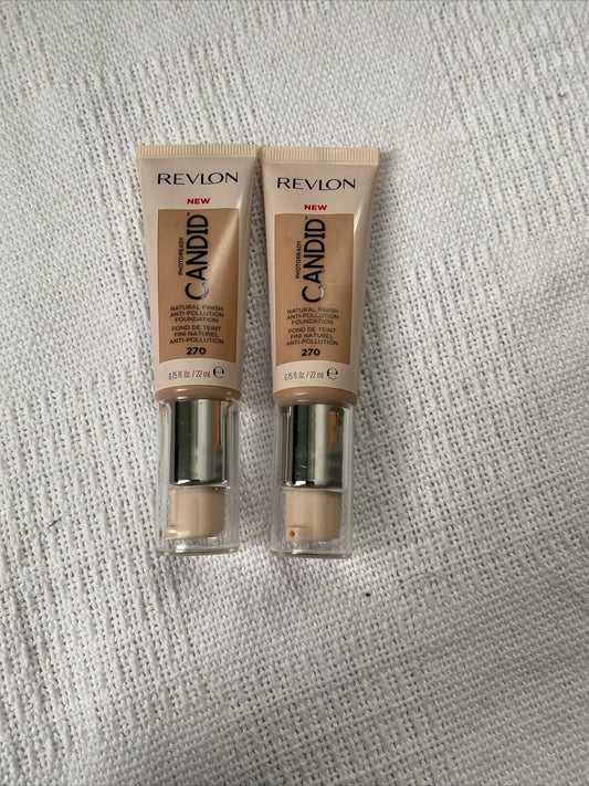 Revlon Photoready Candid Natural Finish Foundation 270 Med Beige 0.75oz Lot of 2-1