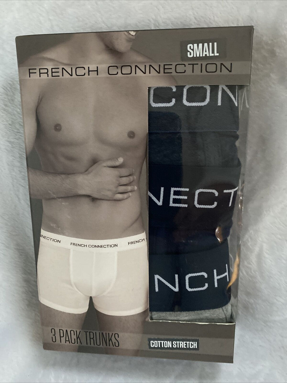 French Connection 3 Pk Trunks S Gray Blue Cotton Stretch Breathable
