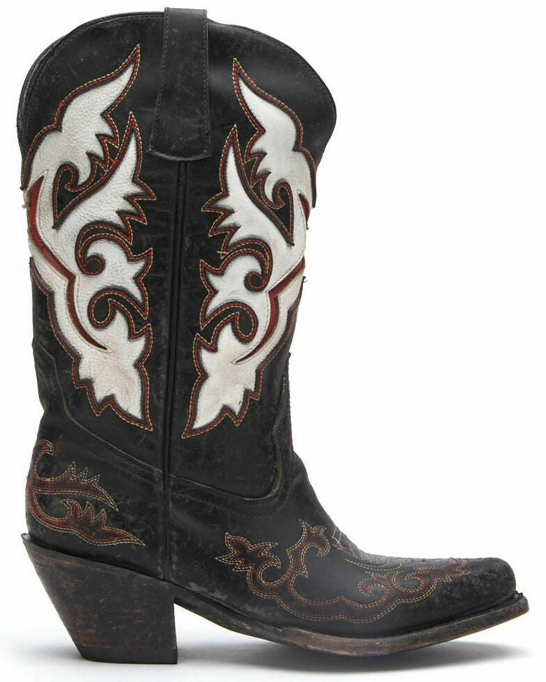 Women Stampede Western Cowboy Boot Snip Toe Black Size 6.5