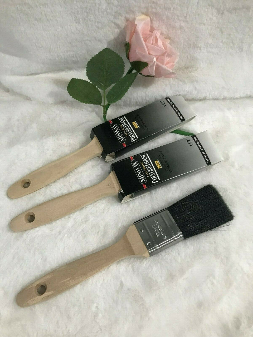Polyurethane Stain Brush, White China Bristle, 1-1/2 in. Lot Of 3