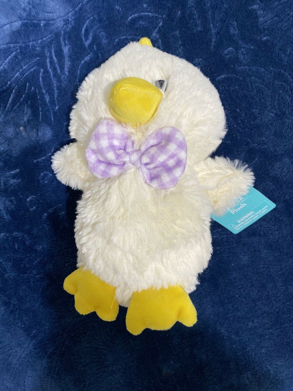 Baby Duck Plush Stuffed Animal Play Toy Purple Bow Vanilla Yellow 7"