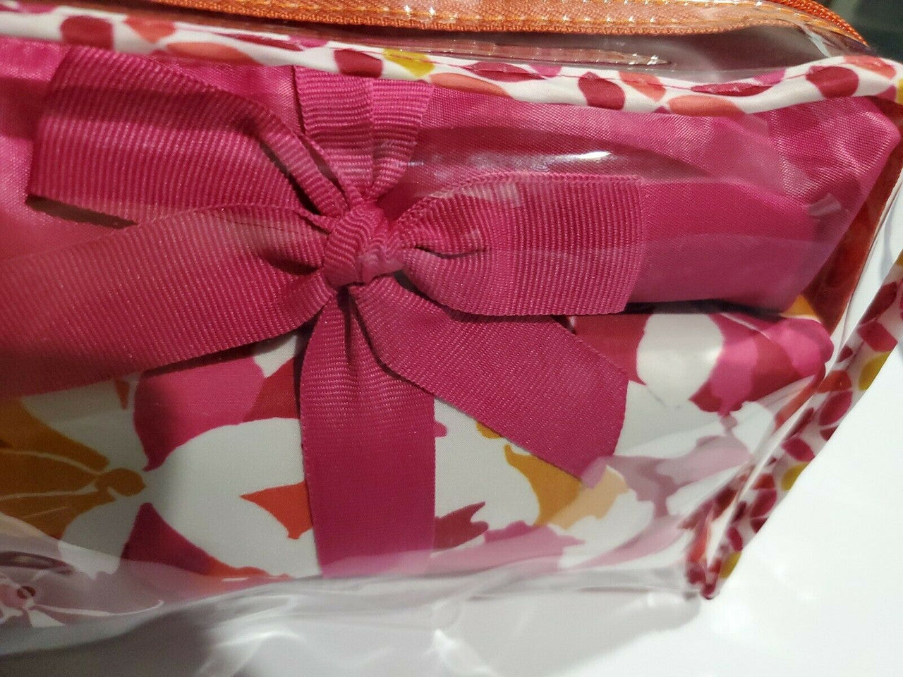 Ellen Tracy Travel Make Up Bag Pink Floral 3 pc