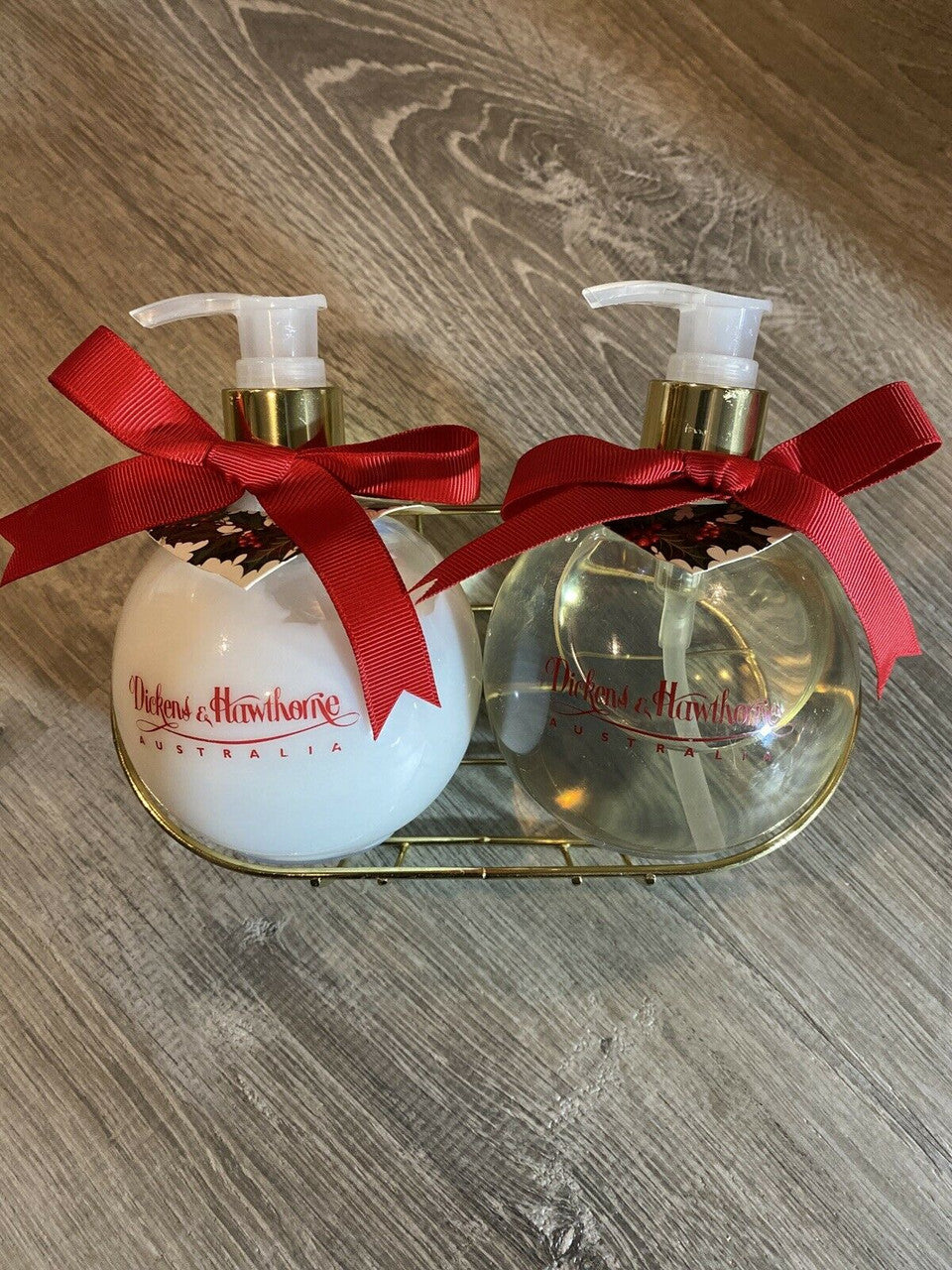 Hand Soap & Lotion Dickens & Hawthorne 13 Oz Each w/ Metal Tray CARAMELIZED PEAR