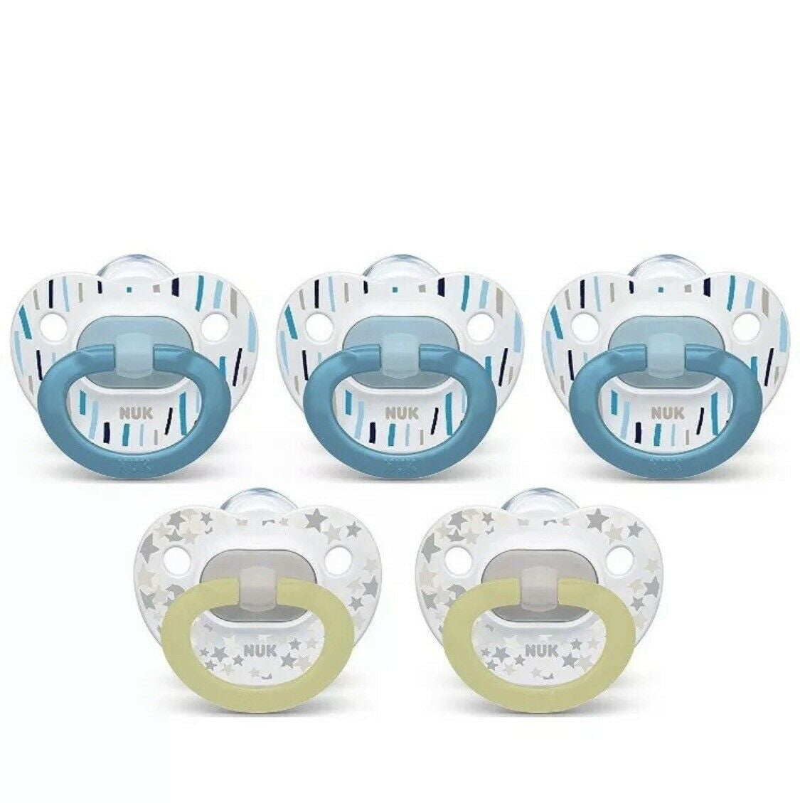 Package of 5 NUK Orthodontic Soft Silicone Pacifiers 0-6 Months