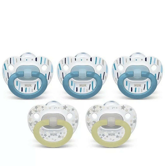 Package of 5 NUK Orthodontic Soft Silicone Pacifiers 0-6 Months