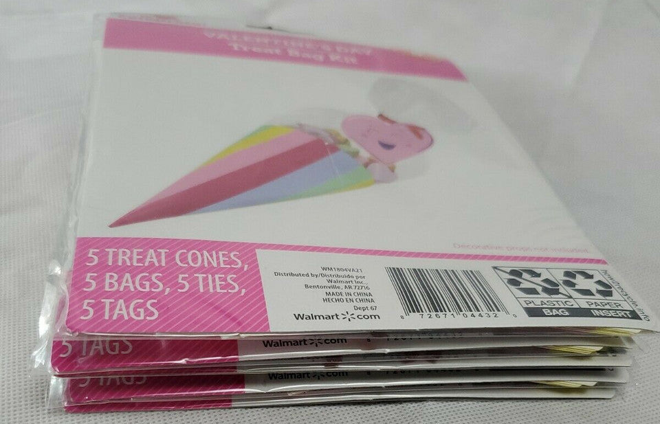 Package of treat cones with pink and white packaging.