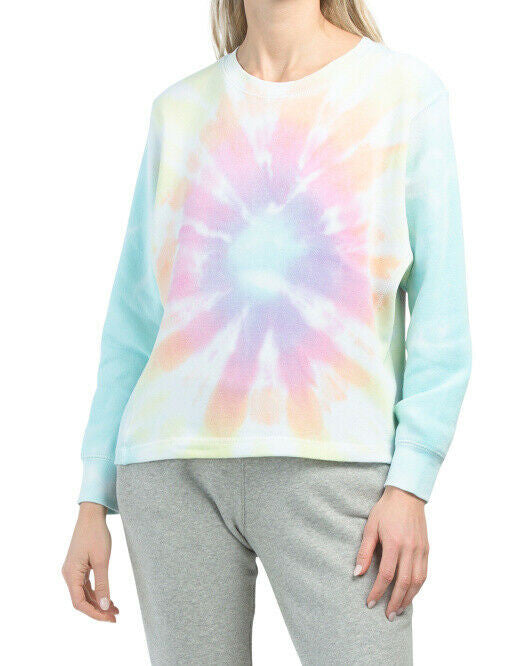 OCEAN DRIVE Juniors Burnout Tie Dye Boxy Crew Neck Sweatshirt S
