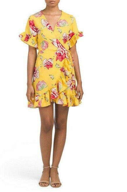 Juniors Printed Wrap Dress Size L true destiny