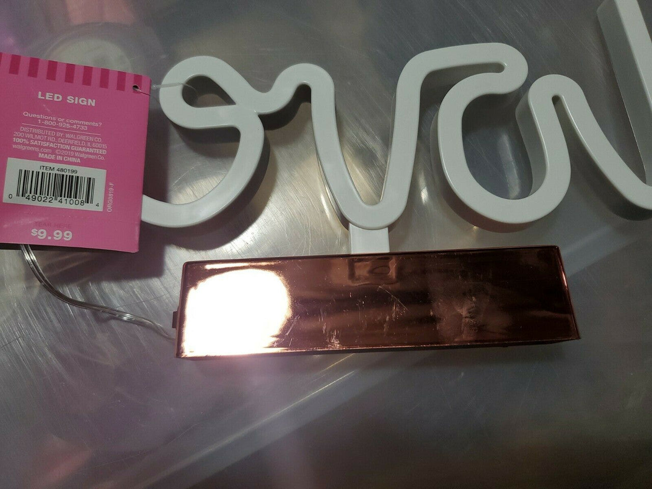 Love Is In The Air,  Love LED Sign Pink Lights Battery Operated  10"x6"