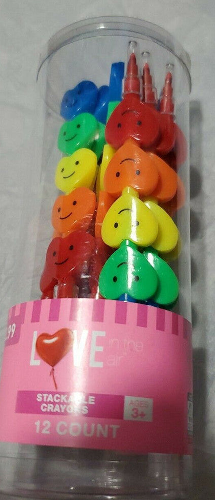 Love Is In The Air Stackable 5 Color Crayons 12pc Total Party School