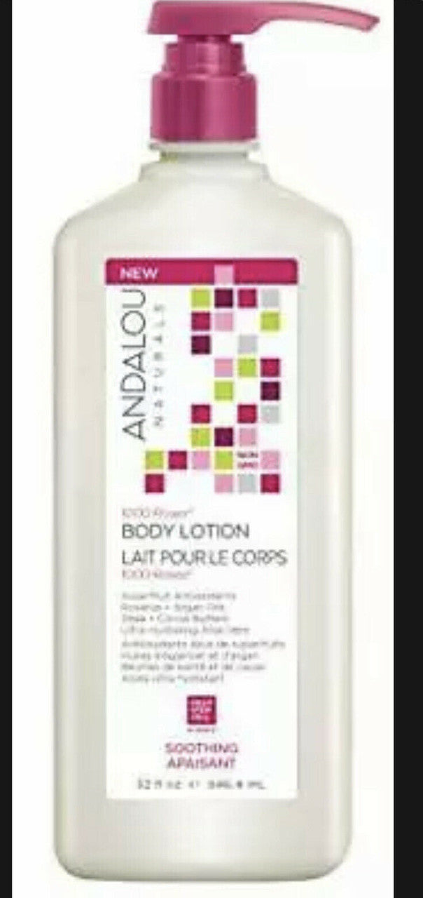 Andalou Naturals 1000 s Soothing Body Lotion Value Size Rose 32 Ounce Pack of 1