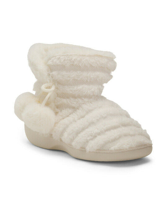AEROSOLES Jacquard Faux Fur Slipper Booties M white - cream
