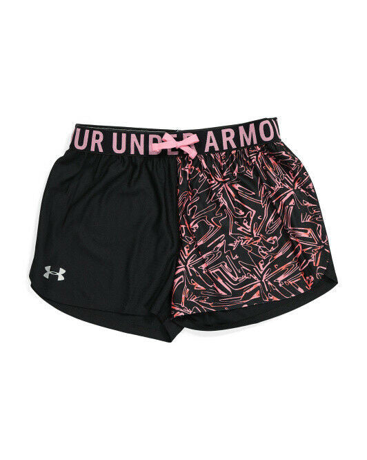 UNDER ARMOUR Girls Play Up Printed Shorts YLG KEEPS YOU COOL heat gear