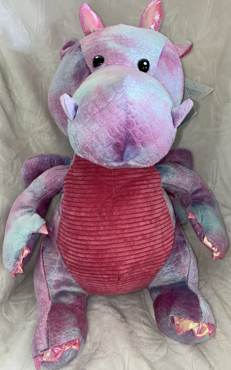 Hug Fun Stuffed Dragon Purple Blue And Green 14.5 "
