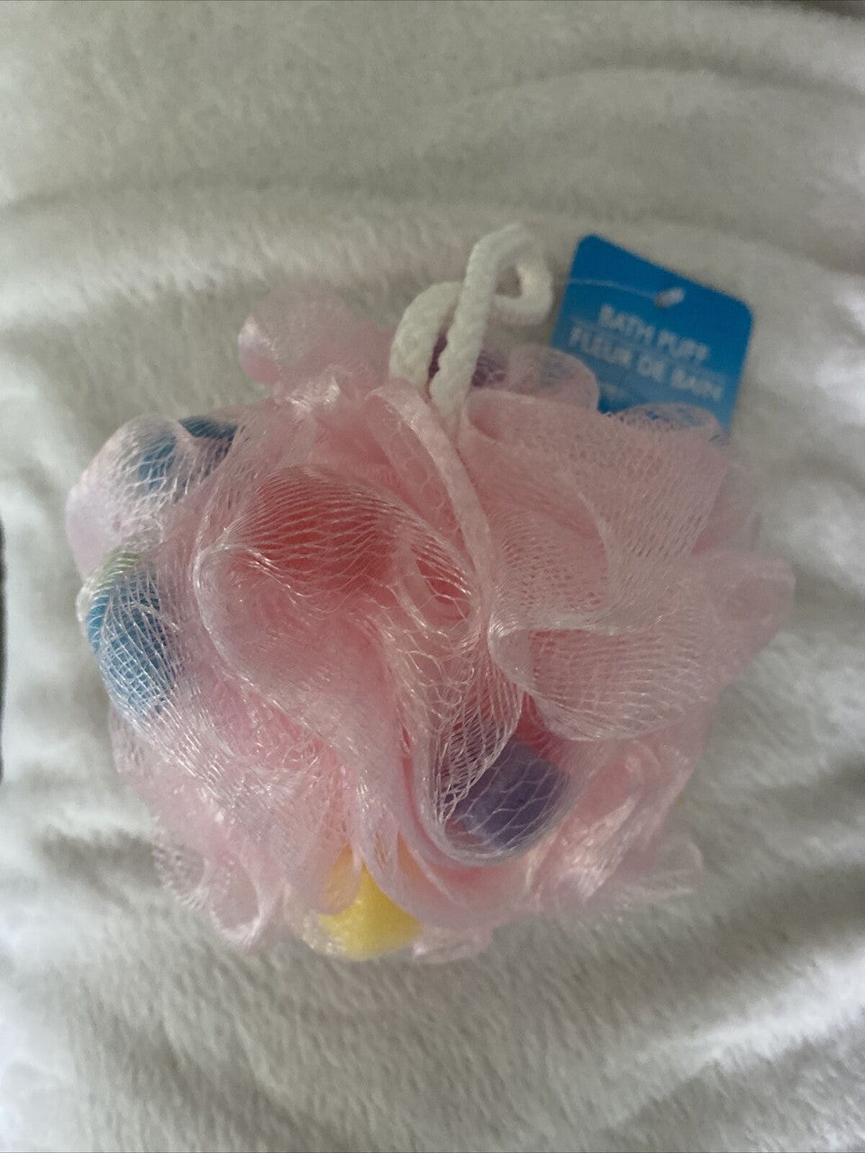 bath puff april bath shower multi pink