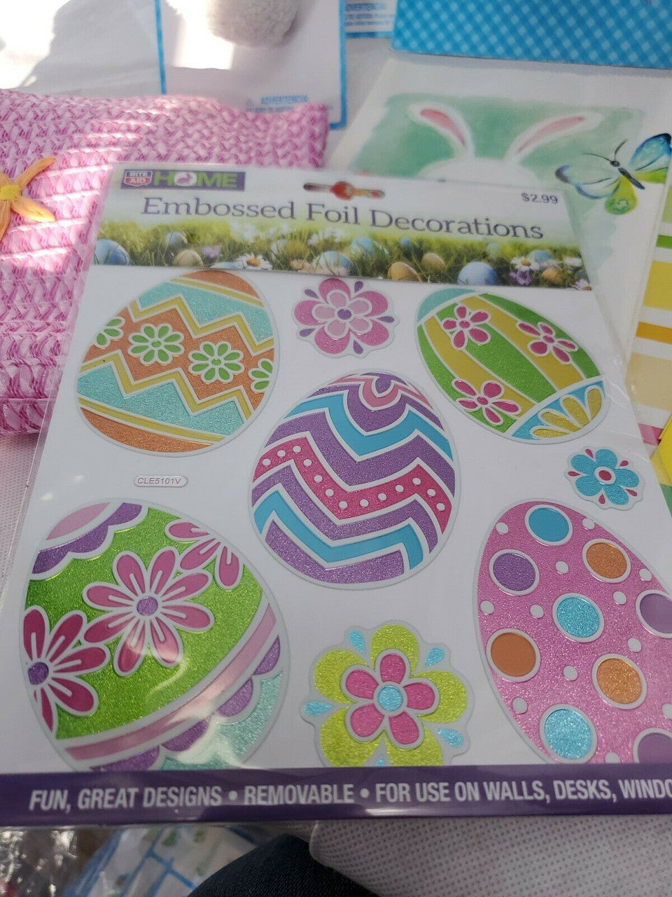 Easter Decorations Bags Bunny Tail Clip Basket Bow Bible Story lot of 13 items