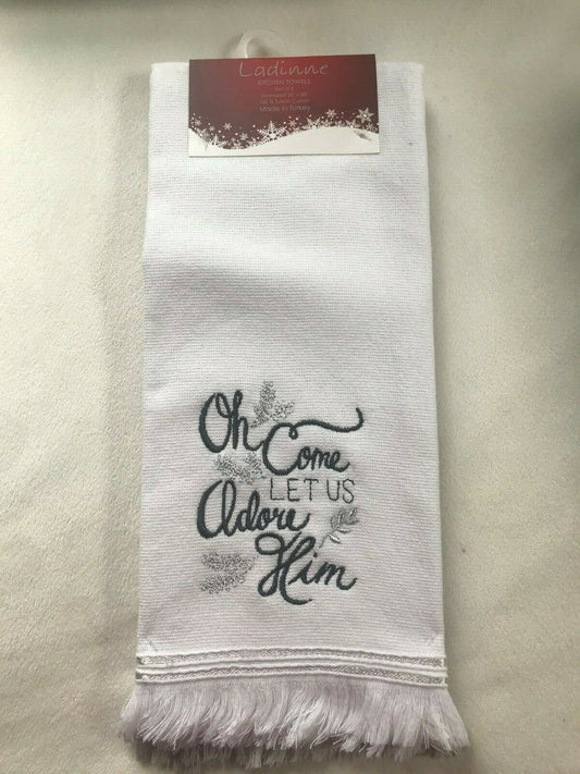 Ladinne Kitchen Towels Set of2 Oversized 20" x 30" 100%Turkish Cotton Adore Him